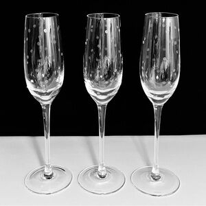 3 KATE SPADE By LENOX Larabee Dot CHAMPAGNE GLASSES / 10.25 Inch / DISCONTINUED